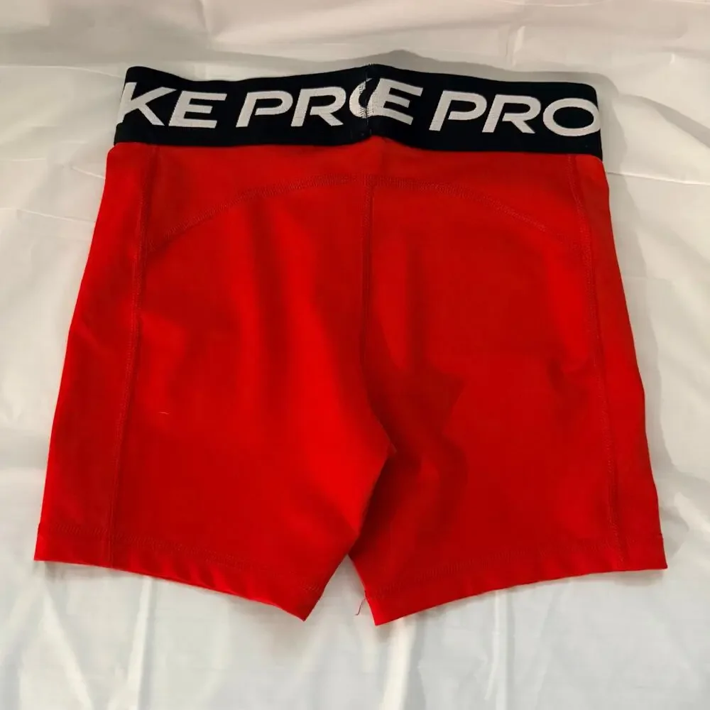 Nike Pro Shorts Girls L Red Dri-FIT Compression Training Gym Running DA1033-657